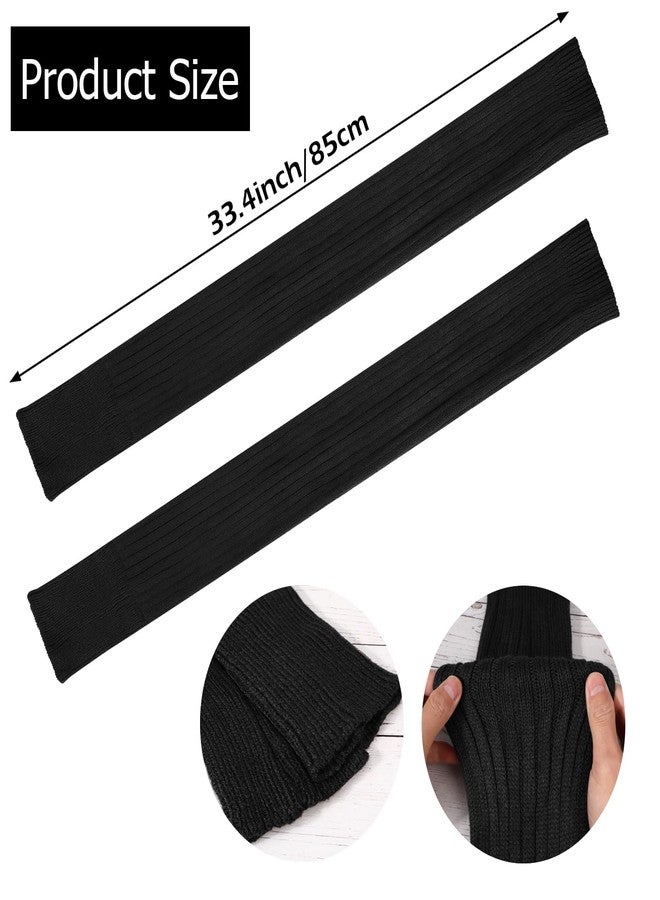 XEPST 2 Pairs Leg Warmers for Women, High Boot Cuffs Crochet Knitted Boot Topper Leg Cuffs Over Knee Footless Socks Boot Warmers for Winter Warmer (85cm, Black) - Image 2